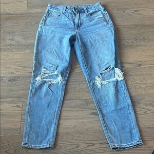 American Eagle Outfitters Light Blue Ripped Straight Leg Jeans